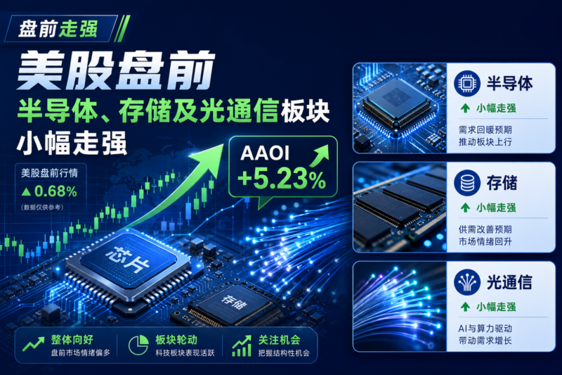 美股盘前半导体、存储及光通信板块小幅走强,AAOI 涨超 5%-指挥使社区 - 真实线索、热点议题与深度观察