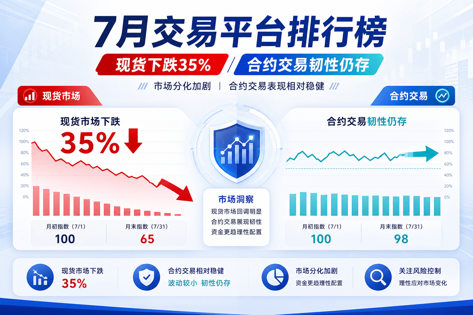 7月交易平台排行榜：现货市场下跌35%，合约交易尚存韧性