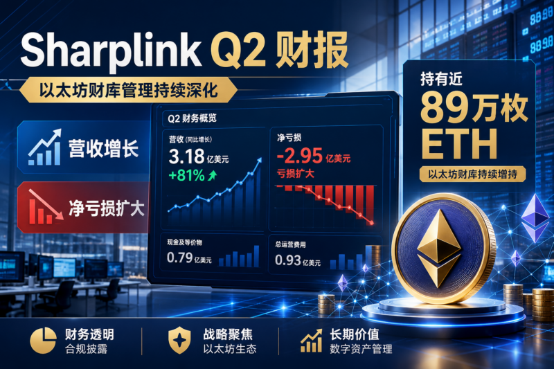 Sharplink 公布 Q2 财报:持有近 89 万枚 ETH,营收同比大增但亏损 3.94 亿美元-指挥使社区 - 真实线索、热点议题与深度观察