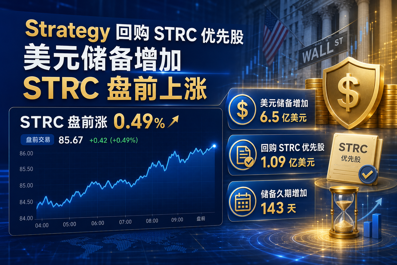 STRC 盘前涨 0.49%,Strategy 上周回购 1.09 亿美元 STRC 优先股