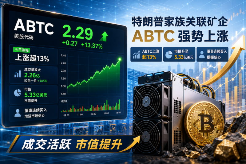 特朗普家族关联矿企 ABTC 股价涨超 13%,市值升至 5.33 亿美元-指挥使社区 - 真实线索、热点议题与深度观察