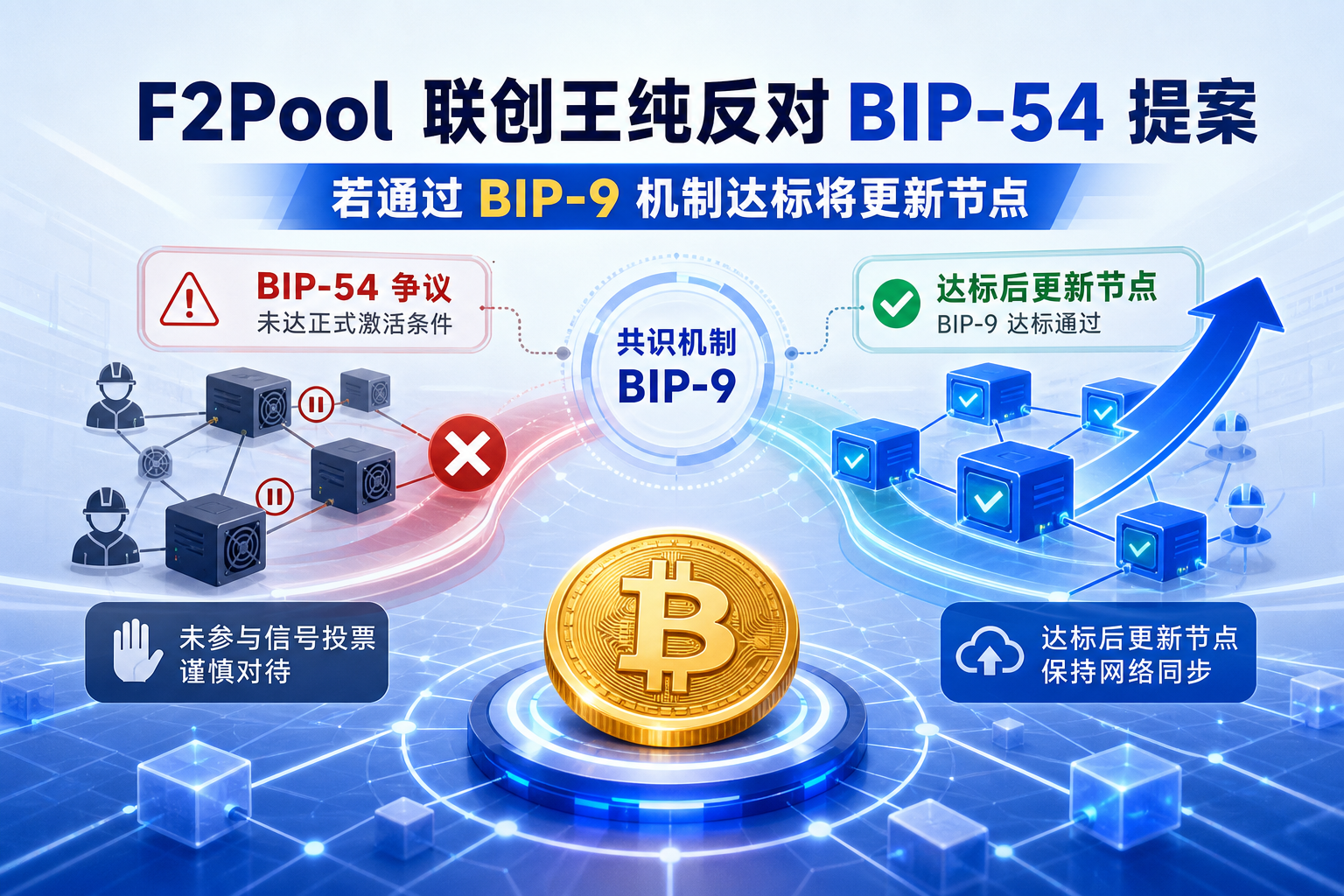 F2Pool 联创王纯反对 BIP-54 提案：若通过 BIP-9 机制达标将更新节点