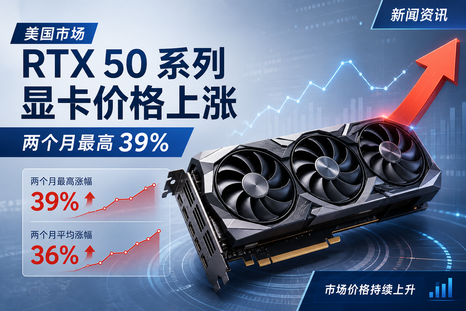 美区 RTX 50 系列显卡价格两个月最高上涨 39%