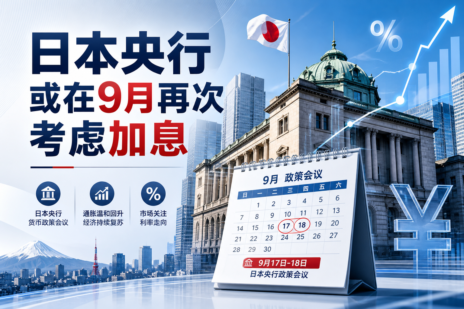 日本央行或在 9 月再次考虑加息