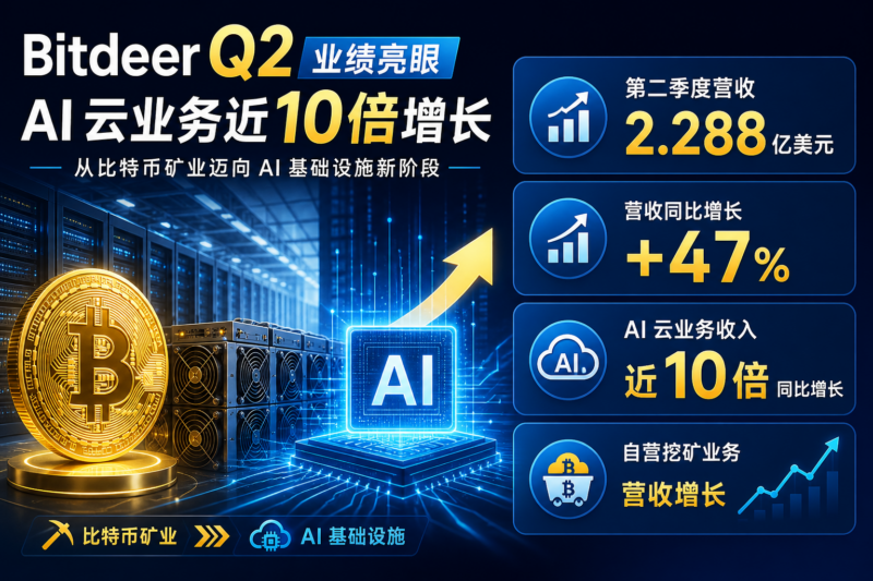 Bitdeer 第二季度营收达 2.288 亿美元,AI 云业务收入同比近 10 倍增长-指挥使社区 - 真实线索、热点议题与深度观察