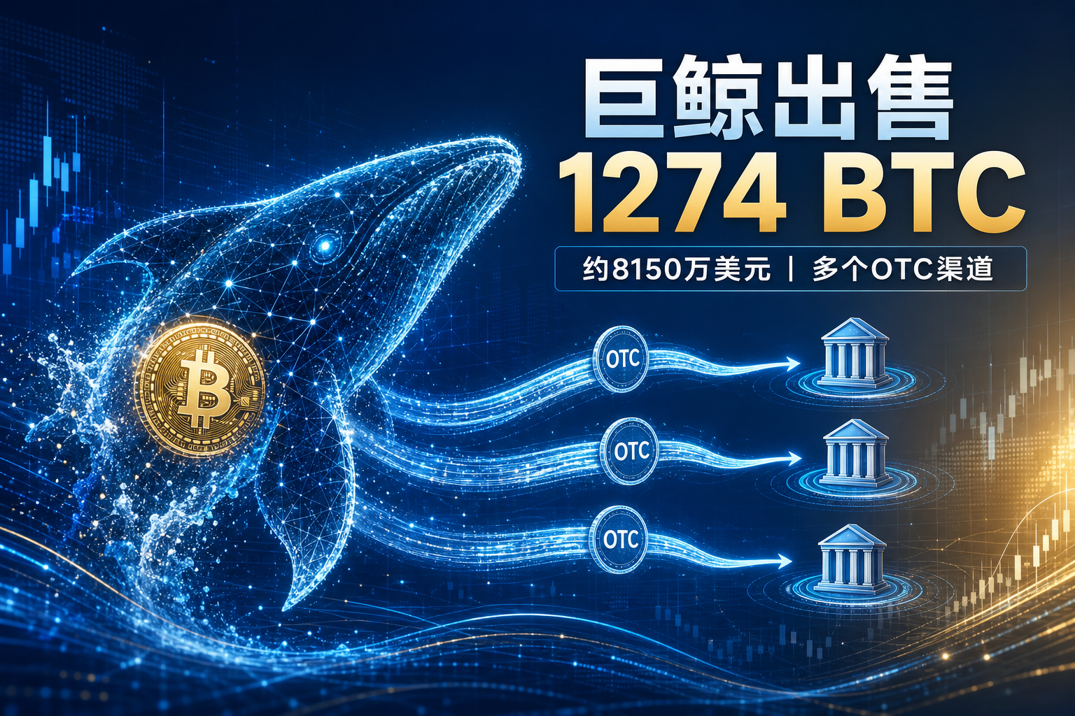 某巨鲸通过多个 OTC 渠道出售 1274 枚 BTC