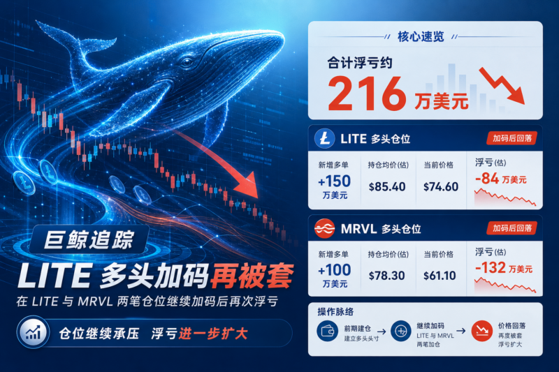 「巨鲸追踪」LITE 多头加码 1160 万美元仓位再次被套,科技股合计浮亏 216 万美元-指挥使社区 - 真实线索、热点议题与深度观察