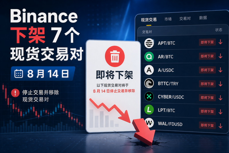 Binance 将于 8 月 14 日下架 7 个现货交易对-指挥使社区 - 真实线索、热点议题与深度观察
