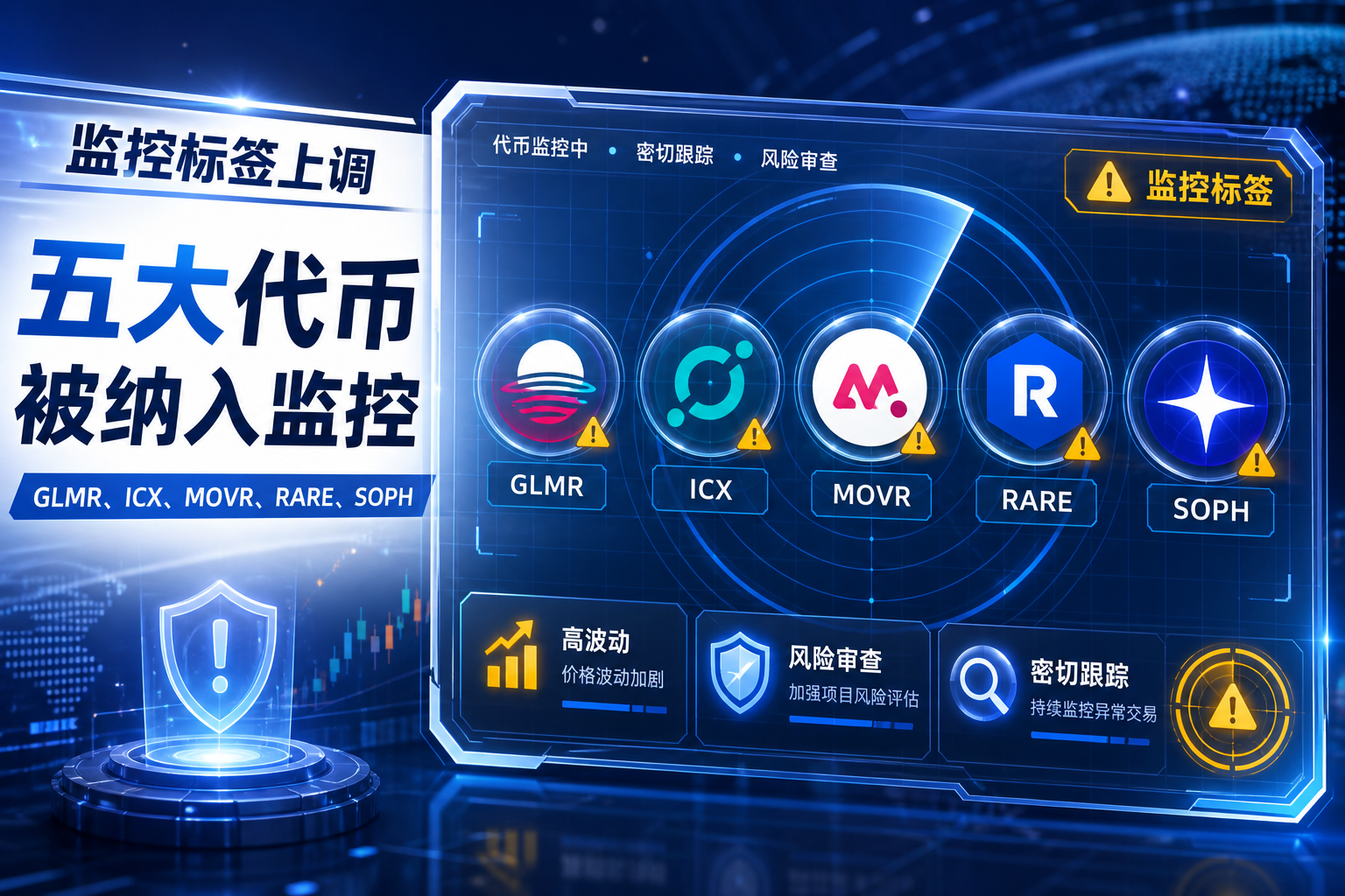 Binance 将 GLMR、ICX、MOVR、RARE 和 SOPH 加入监控标签名单