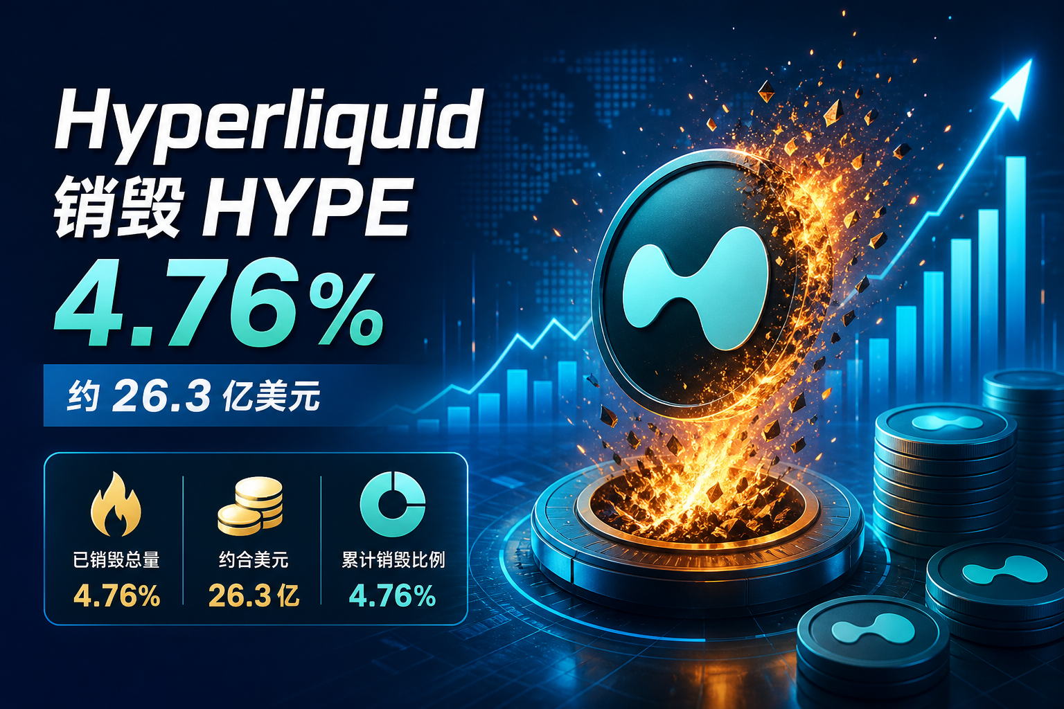 Hyperliquid 已销毁 HYPE 代币总量 4.76%,约合 26.3 亿美元