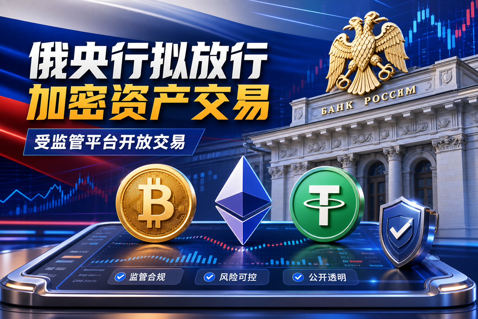 俄罗斯央行提议允许比特币、以太坊和 USDT 在受监管交易平台交易