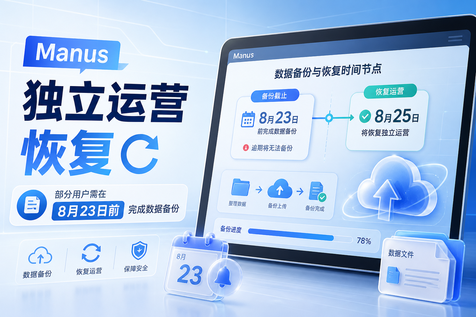 Manus 将恢复独立运营,部分用户需在 8 月 23 日前完成数据备份