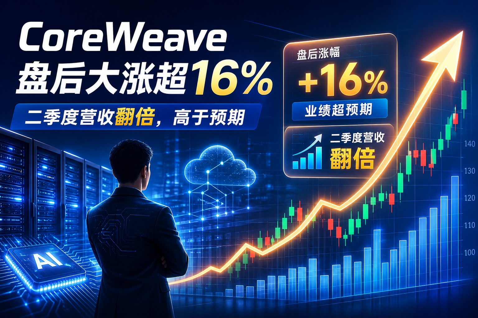 CoreWeave 盘后大涨超 16%,二季度营收翻倍并高于预期
