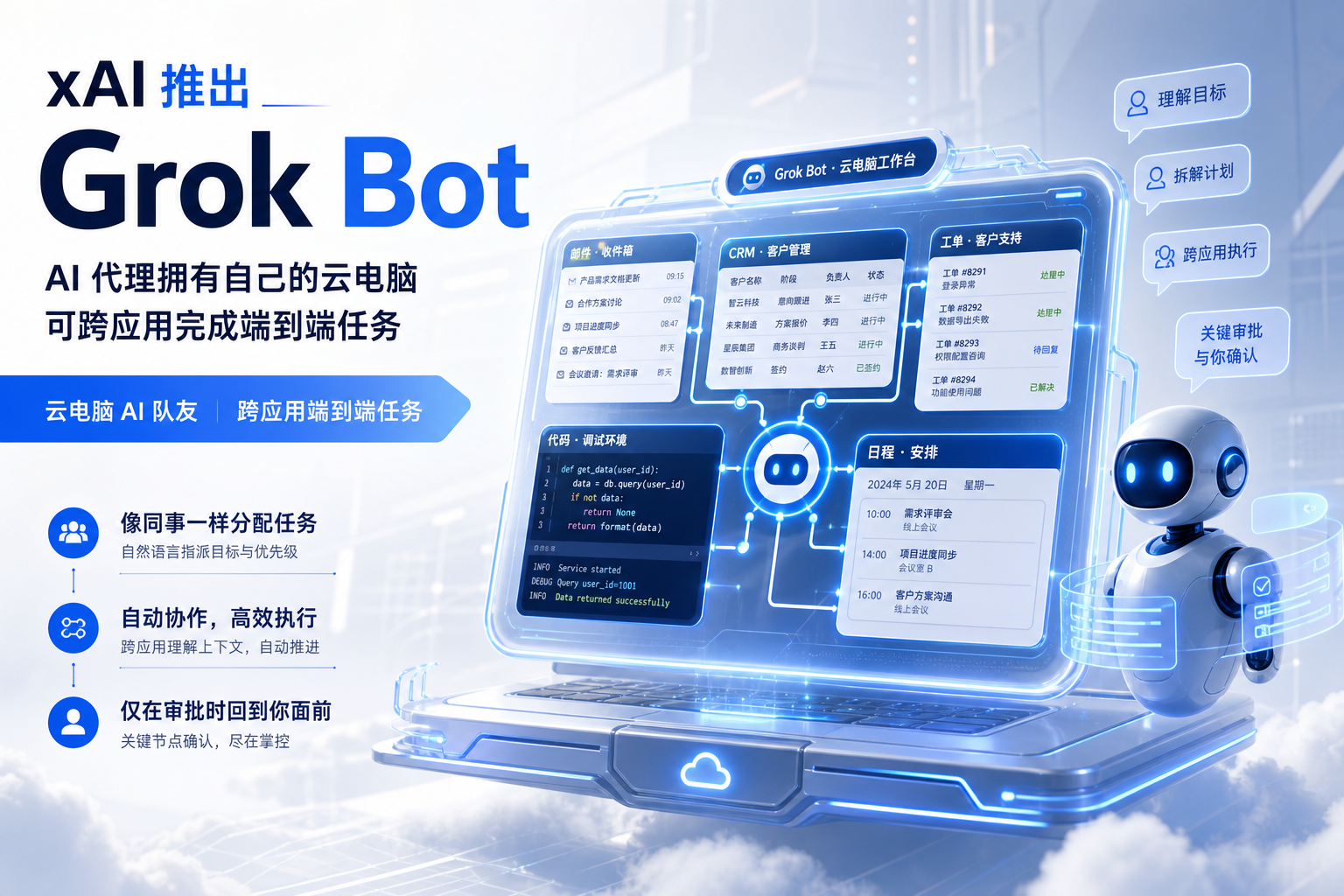 xAI 推出 Grok Bot：AI 代理拥有自己的云电脑，可跨应用完成端到端任务
