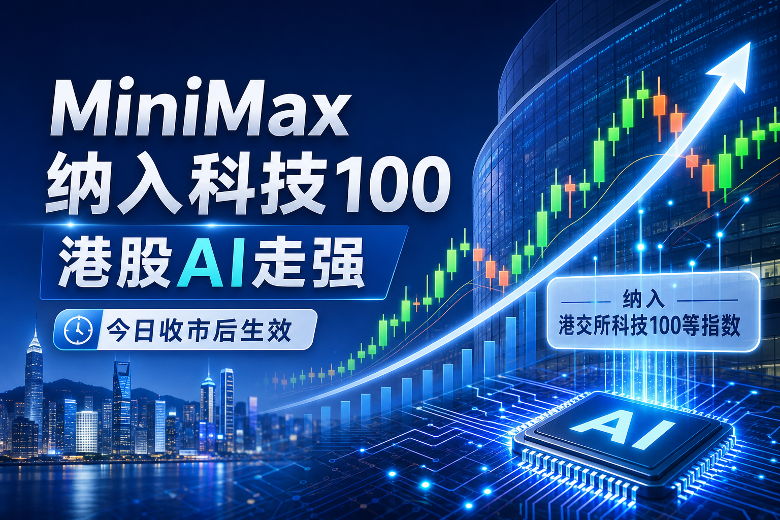 MiniMax今日将被纳入港交所科技100等指数,港股AI股盘初走强