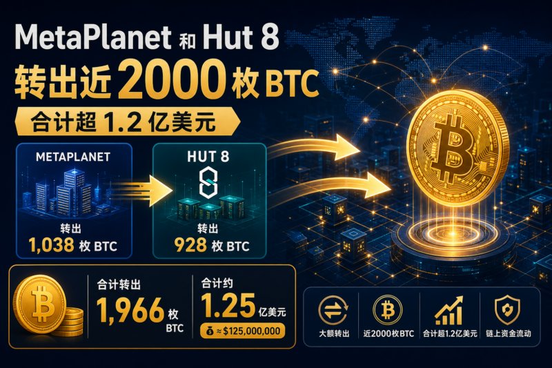 MetaPlanet 和 Hut 8 转出近 2000 枚 BTC,合计超 1.2 亿美元-指挥使社区 - 真实线索、热点议题与深度观察