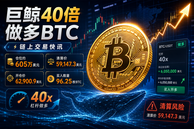 巨鲸40倍做多605万美元BTC,清算价59,147.3美元-指挥使社区 - 真实线索、热点议题与深度观察