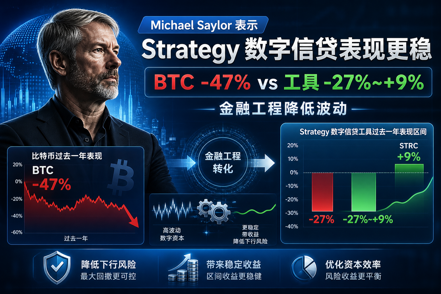 Michael Saylor:Strategy 数字信贷工具过去一年表现优于比特币