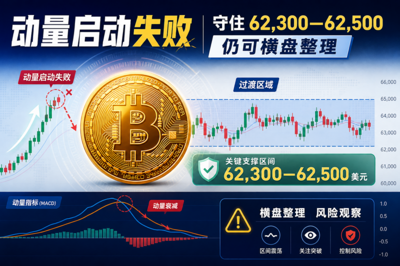 比特币首次动量启动失败,守住 62,300 美元仍可维持横盘-指挥使社区 - 真实线索、热点议题与深度观察