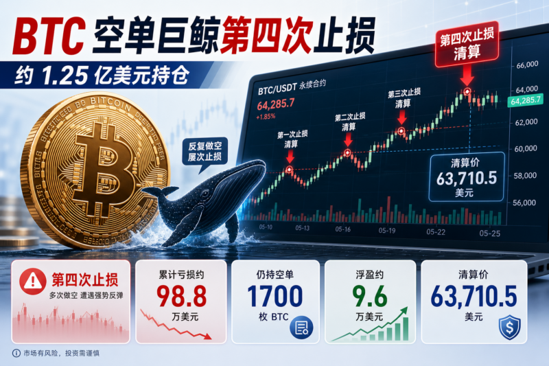 持仓约 1.25 亿美元 BTC 空单巨鲸第四次止损-指挥使社区 - 真实线索、热点议题与深度观察