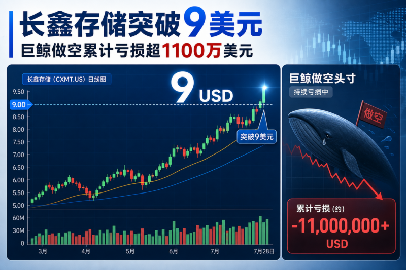 长鑫存储上涨至 9 美元上方,某巨鲸空单累计亏损超 1100 万美元-指挥使社区 - 真实线索、热点议题与深度观察