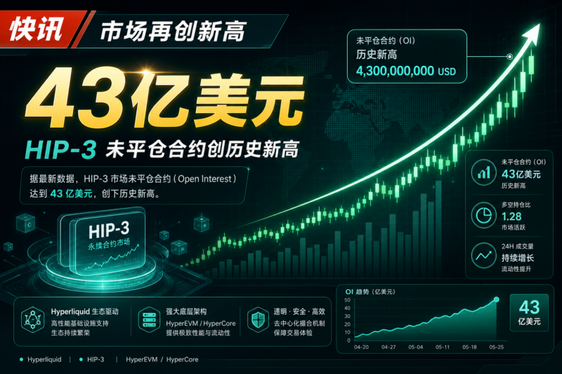 Hyperliquid:HIP-3 市场未平仓合约规模创历史新高,达 43 亿美元-指挥使社区 - 真实线索、热点议题与深度观察