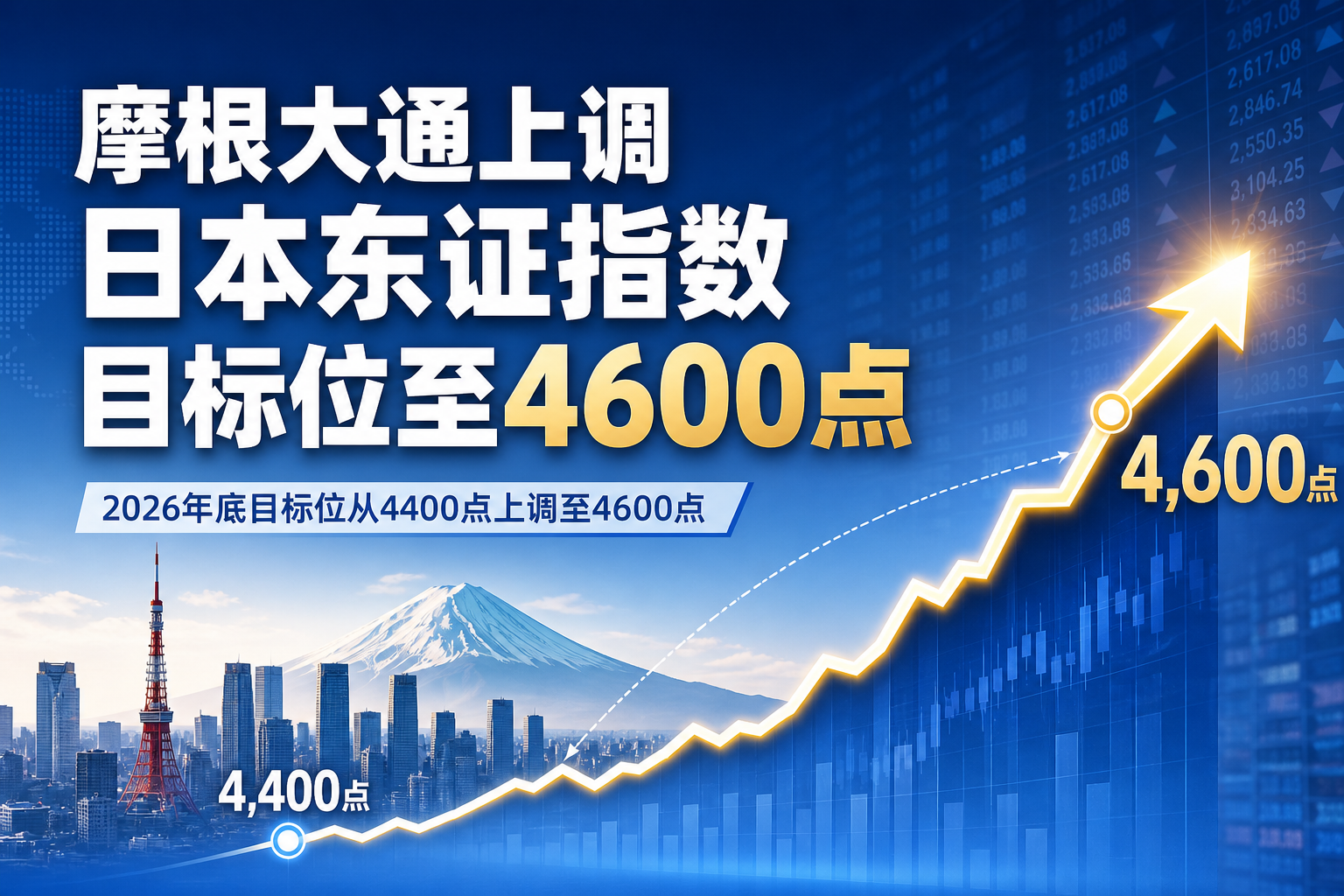 摩根大通上调日本东证指数目标位至 4,600 点