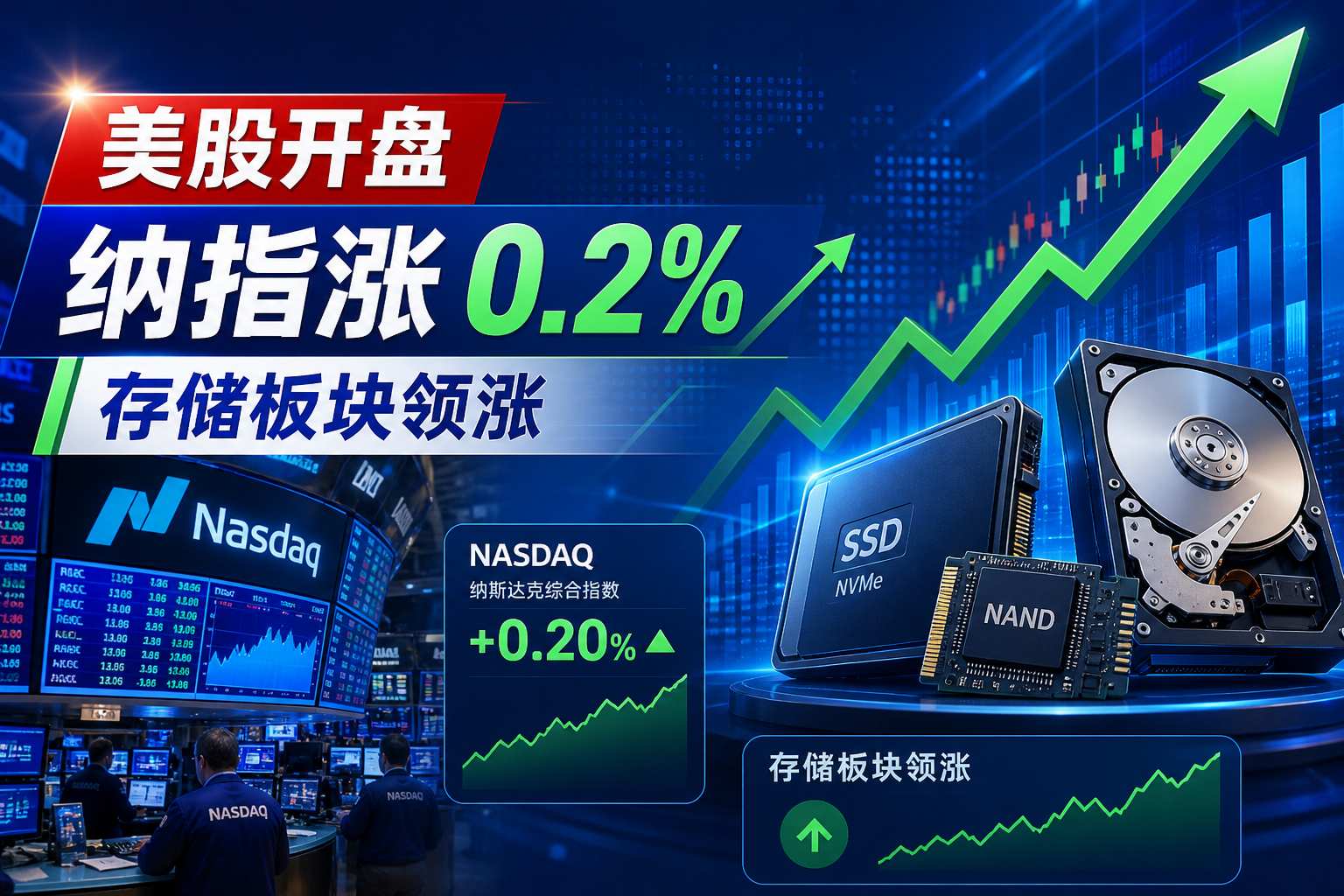 美股开盘:纳指涨 0.2%,存储板块领涨