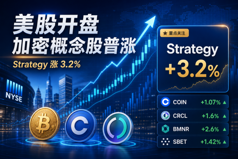 美股开盘加密概念股普涨,Strategy 涨 3.2%-指挥使社区 - 真实线索、热点议题与深度观察