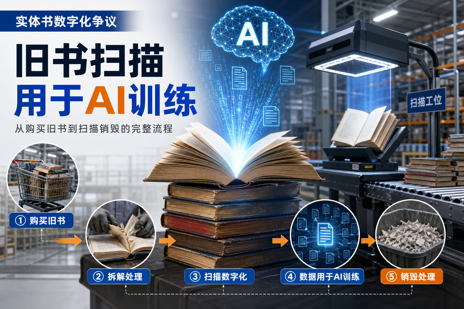 亚马逊大量购买旧书并扫描后销毁,用于 AI 训练