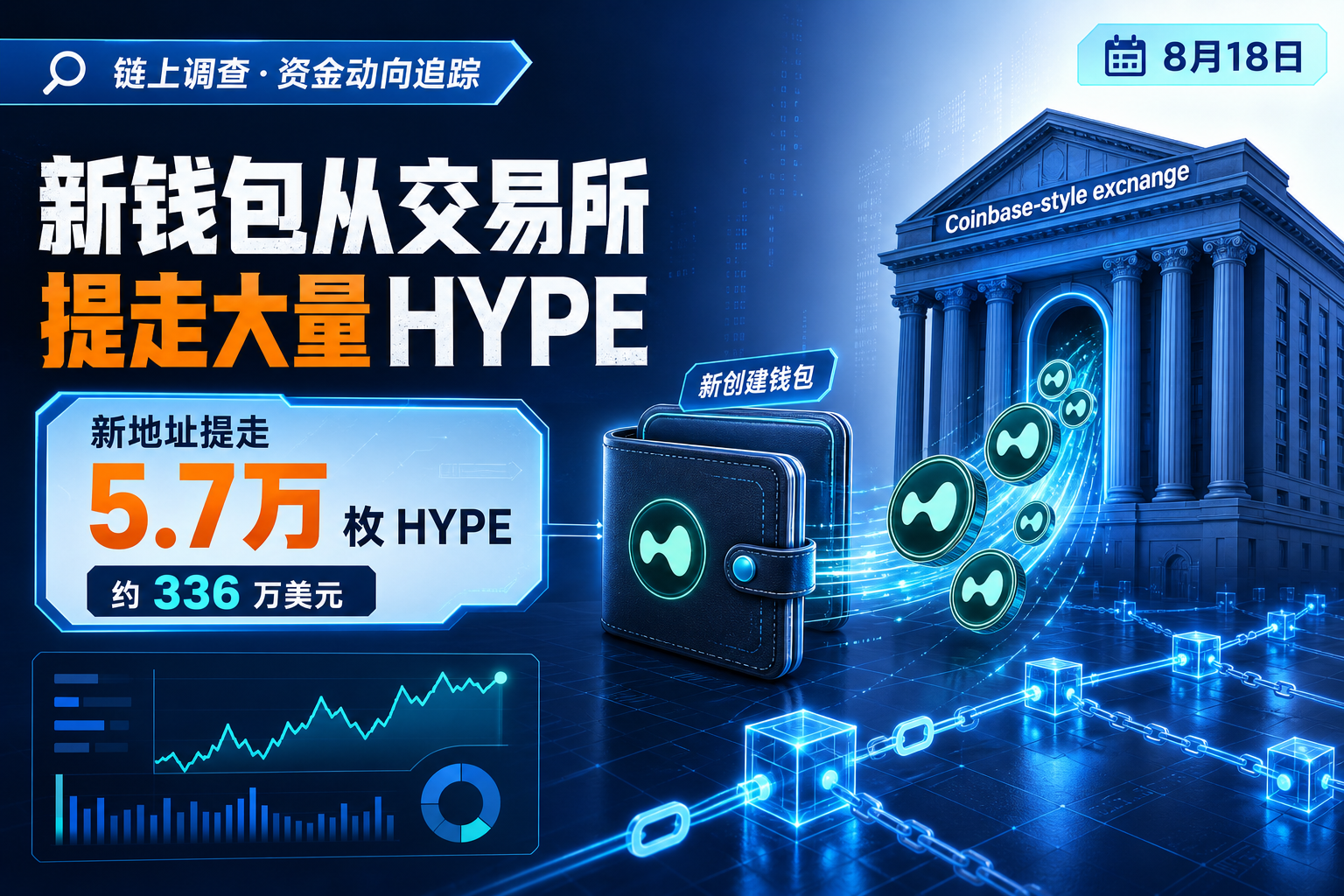 链上侦探:一新地址从 Coinbase 提出 5.7 万枚 HYPE,约 336 万美元