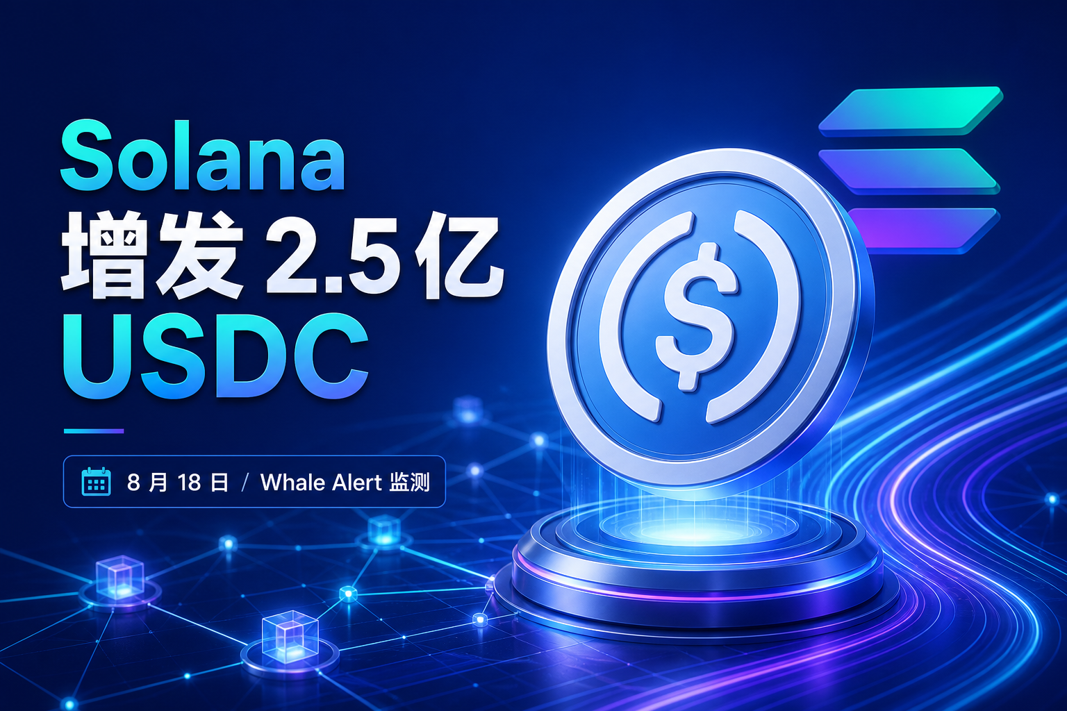 Circle 于 Solana 网络增发 2.5 亿枚 USDC