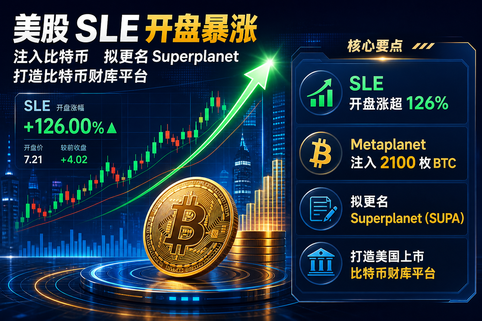 美股 SLE 开盘涨超 126%,市值升至 1160 万美元