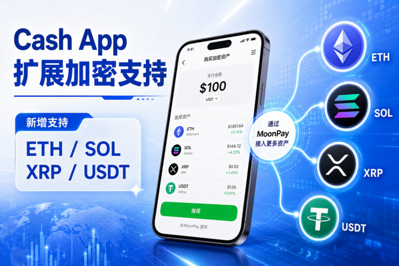 Cash App 通过 MoonPay 扩展加密资产支持,将新增 ETH、SOL、XRP 及 USDT-指挥使社区 - 真实线索、热点议题与深度观察