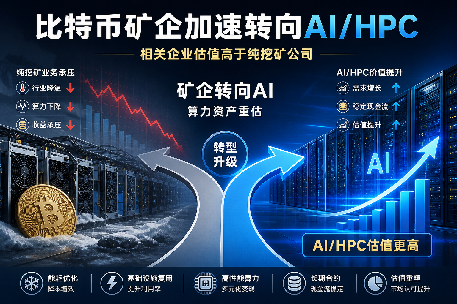 比特币矿企加速转向 AI,相关企业估值高于纯挖矿公司