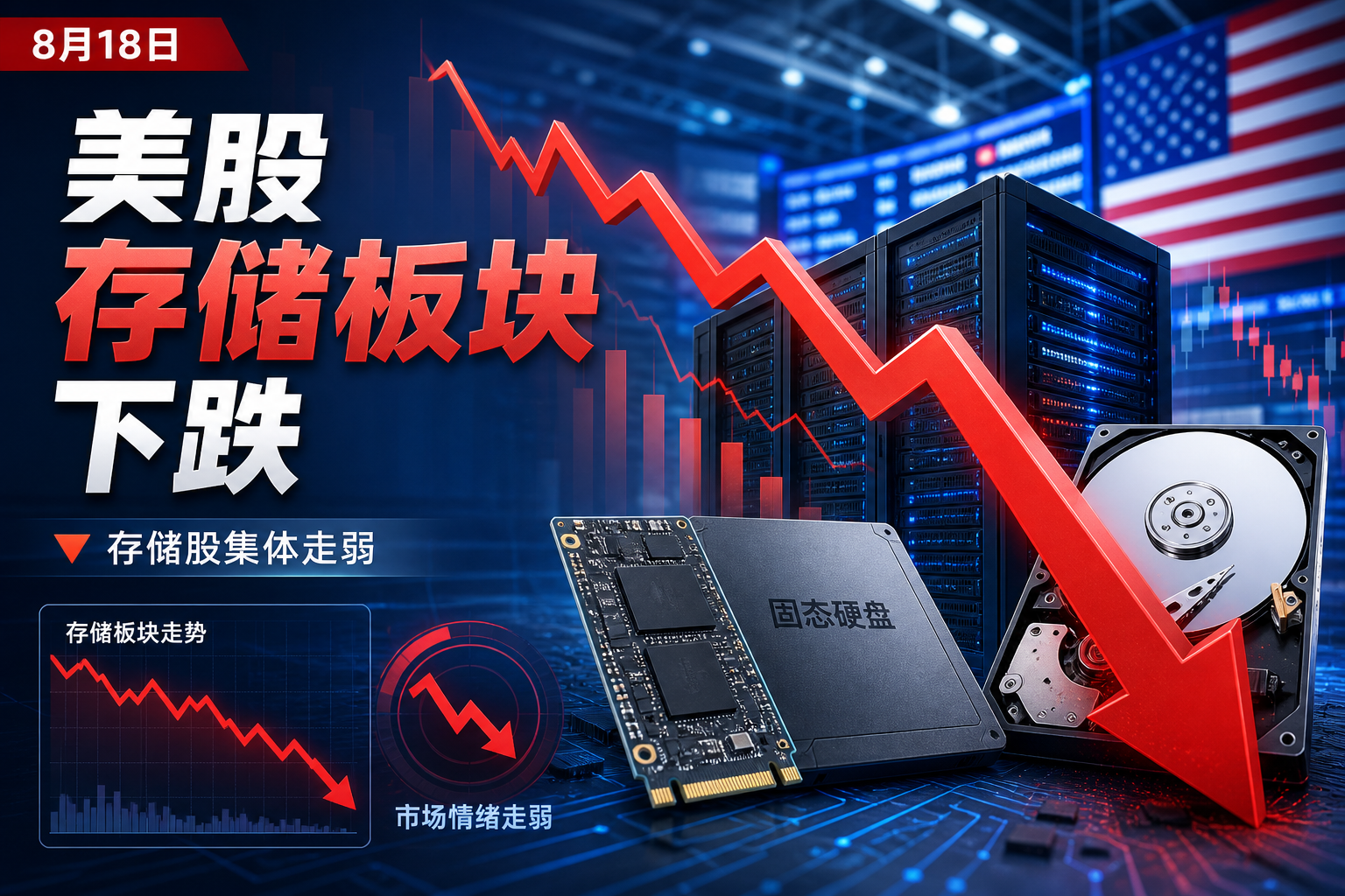 美股存储板块进一步下跌,闪迪、希捷科技均跌超 9%