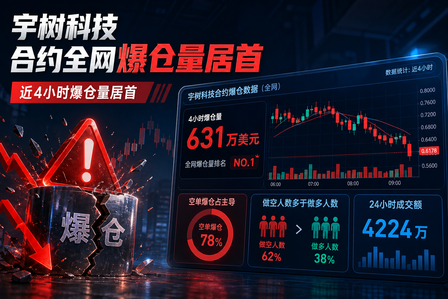 近 4 小时宇树科技合约全网爆仓量居首