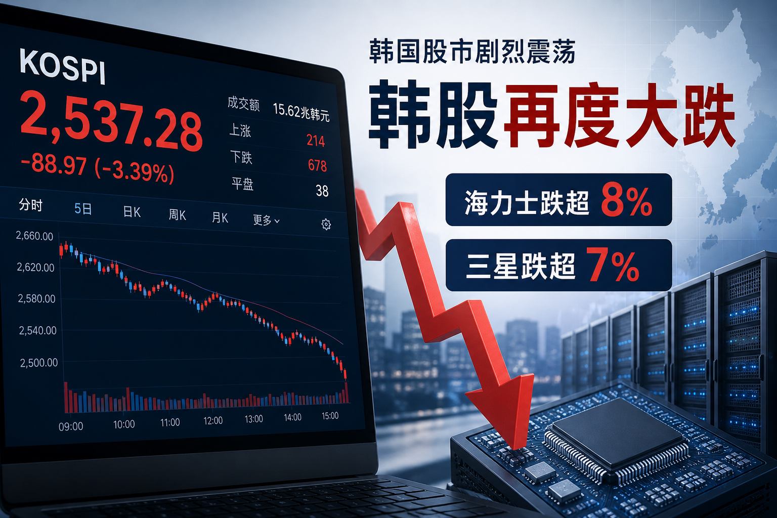 韩股再度大幅下挫,海力士跌超 8%