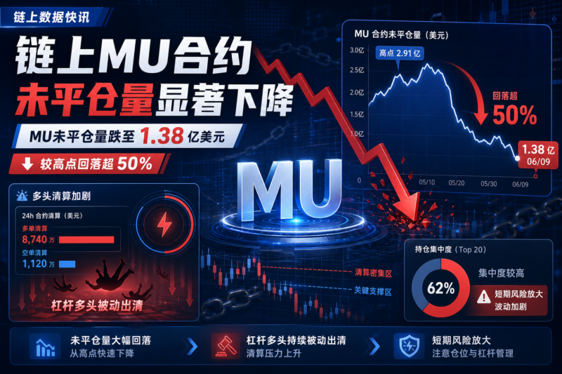 链上 MU 合约未平仓量降至约 1.38 亿美元,较高点下降超 50%-指挥使社区 - 真实线索、热点议题与深度观察