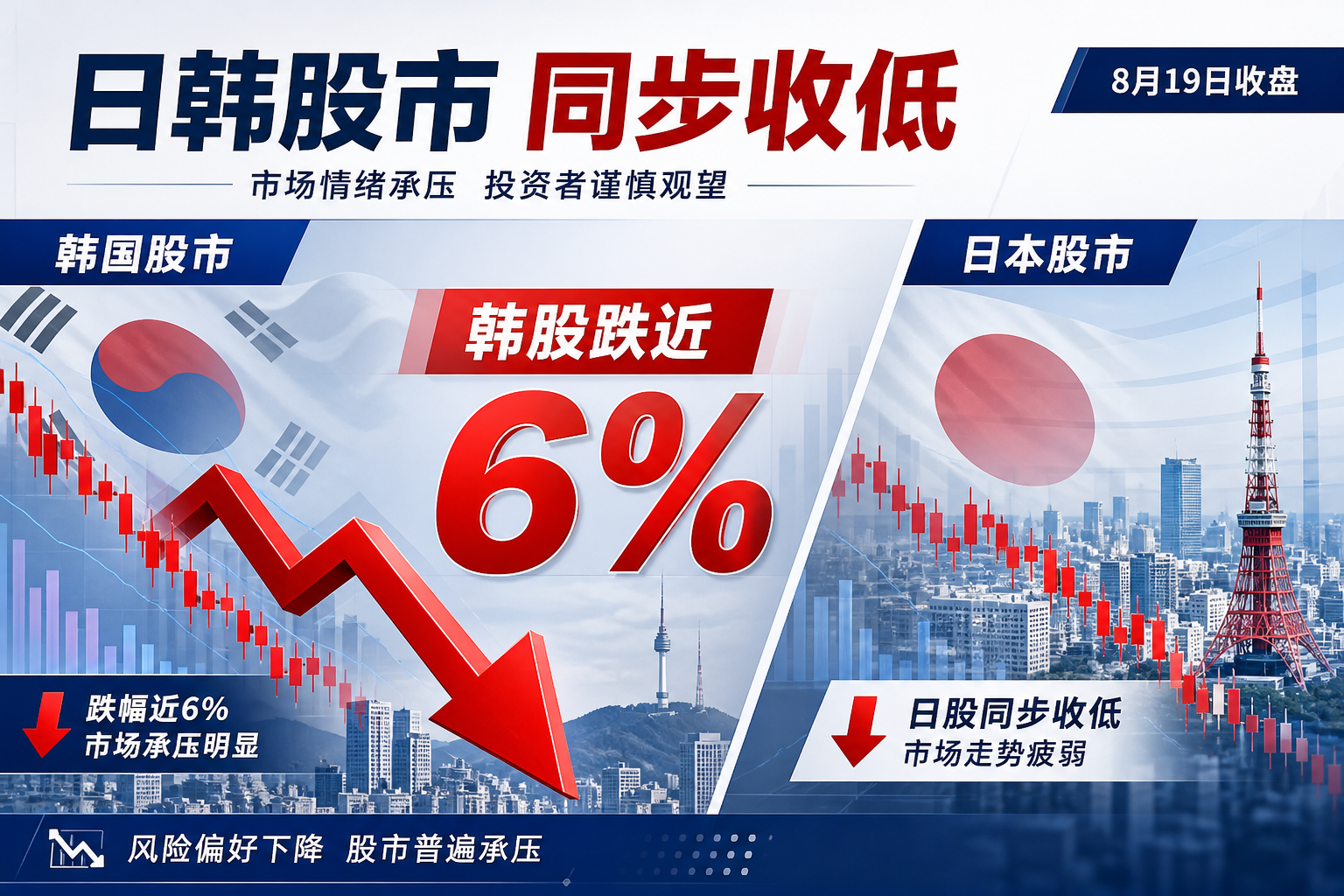 韩股跌近 6%,日韩股市同步收低