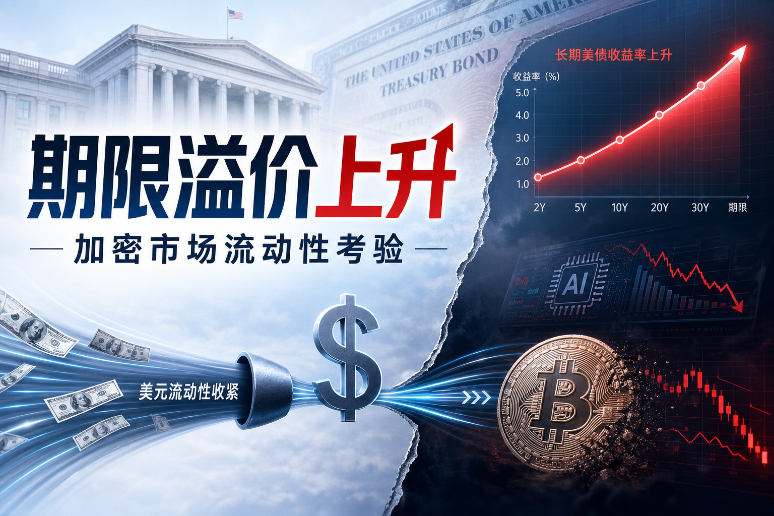 美国财政赤字推高期限溢价,加密市场面临流动性考验