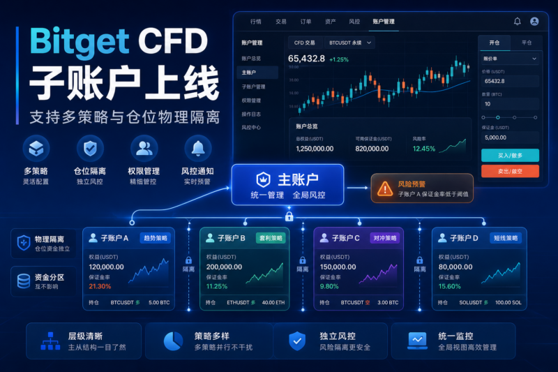 Bitget CFD 上线子账户功能,支持多策略与仓位物理隔离-指挥使社区 - 真实线索、热点议题与深度观察