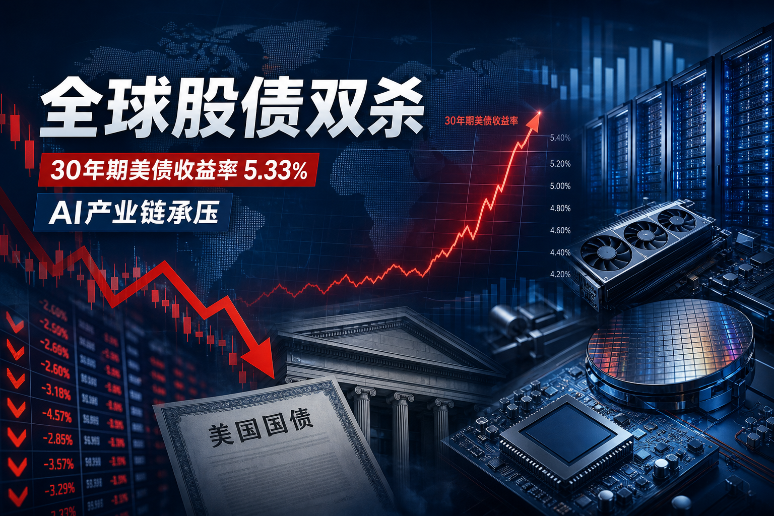 全球股债双杀:30 年期美债收益率升至 5.33%,AI 产业链遭遇重挫