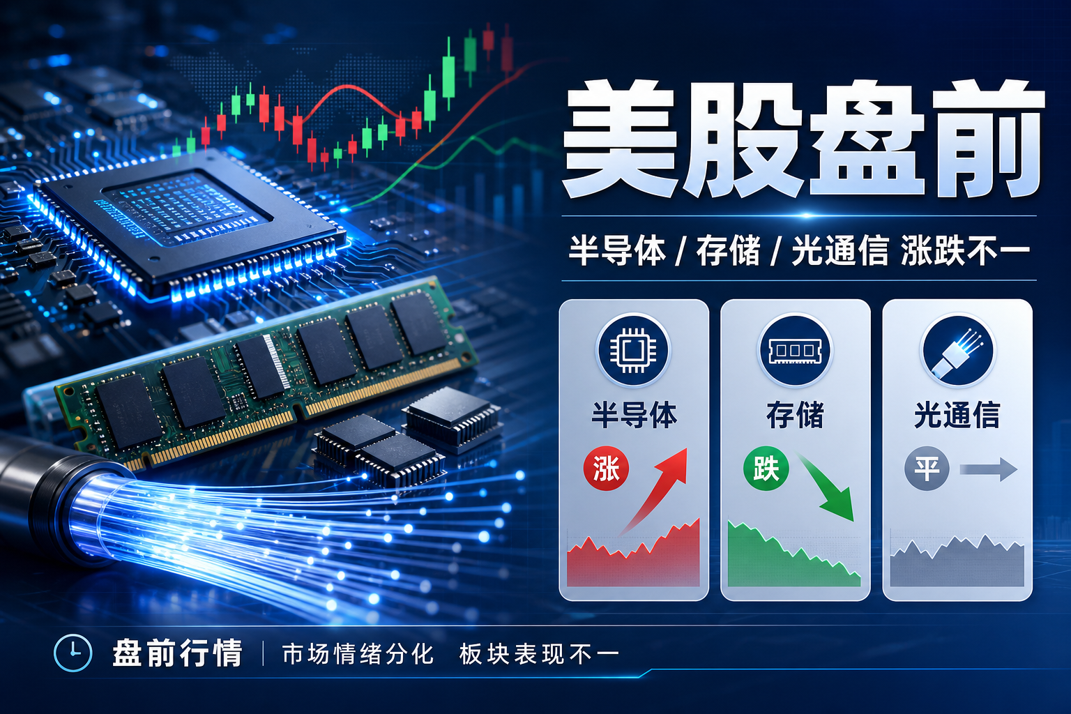 美股盘前半导体、存储及光通信股涨跌不一