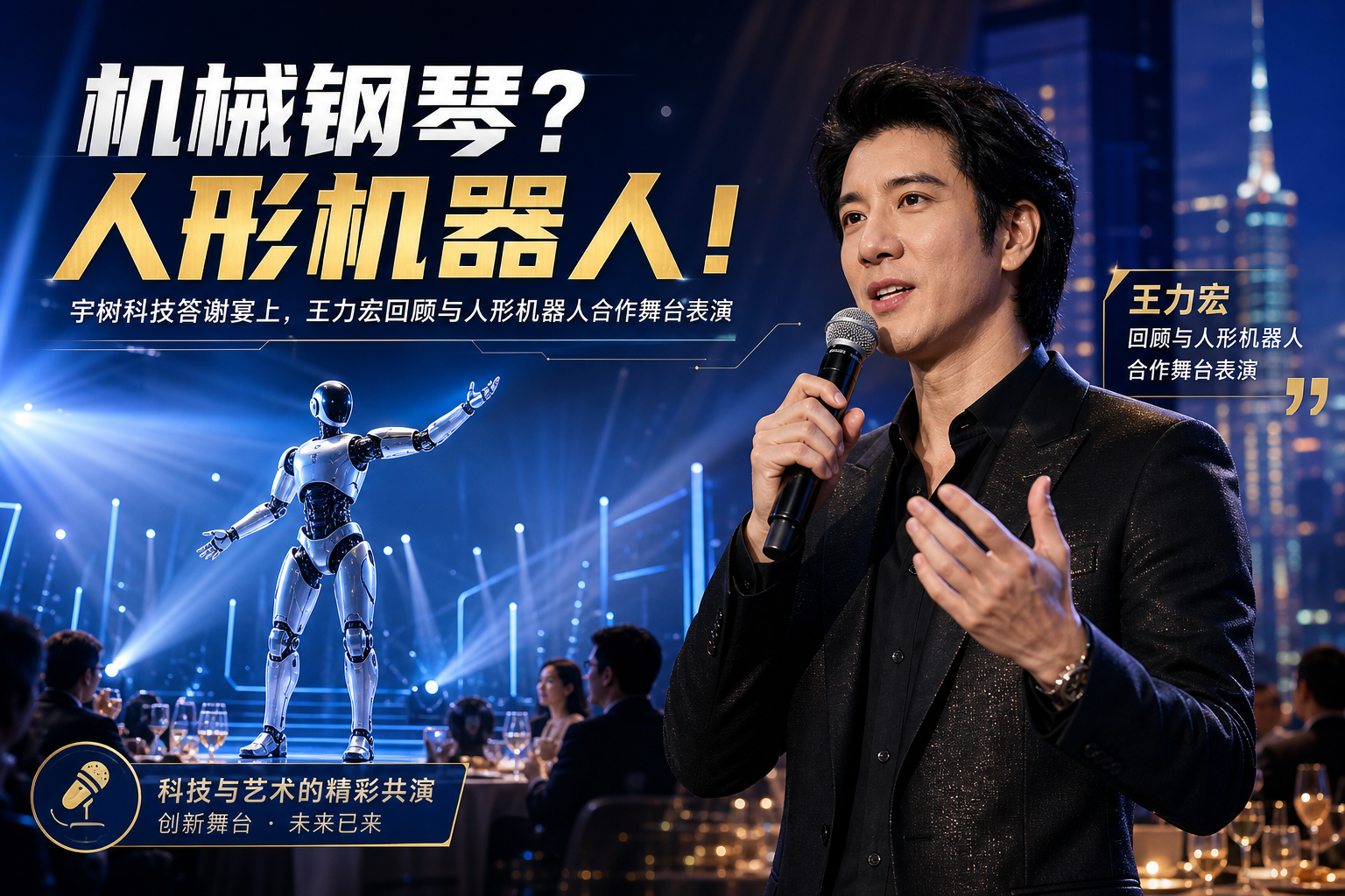 宇树庆功宴上的王力宏:本想要机械钢琴,王兴兴给了我人形机器人