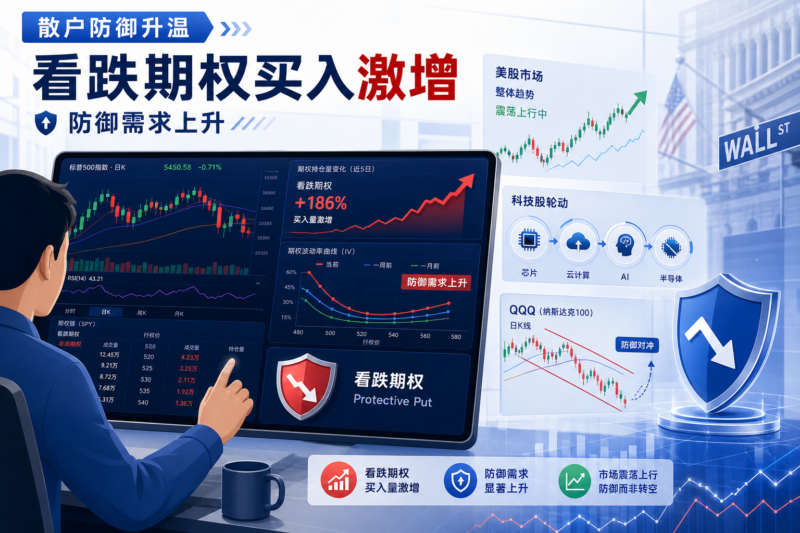 美股散户看跌期权买入量激增,防御需求上升-指挥使社区 - 真实线索、热点议题与深度观察