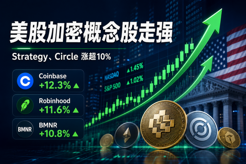 美股加密货币概念股全线走强,Strategy、Circle 均涨超 10%-指挥使社区 - 真实线索、热点议题与深度观察