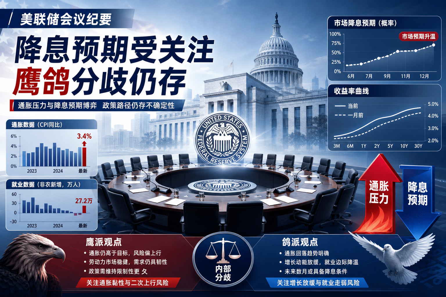 花旗认为会议纪要难以显著改变降息预期，摩根大通关注美联储内部通胀分歧