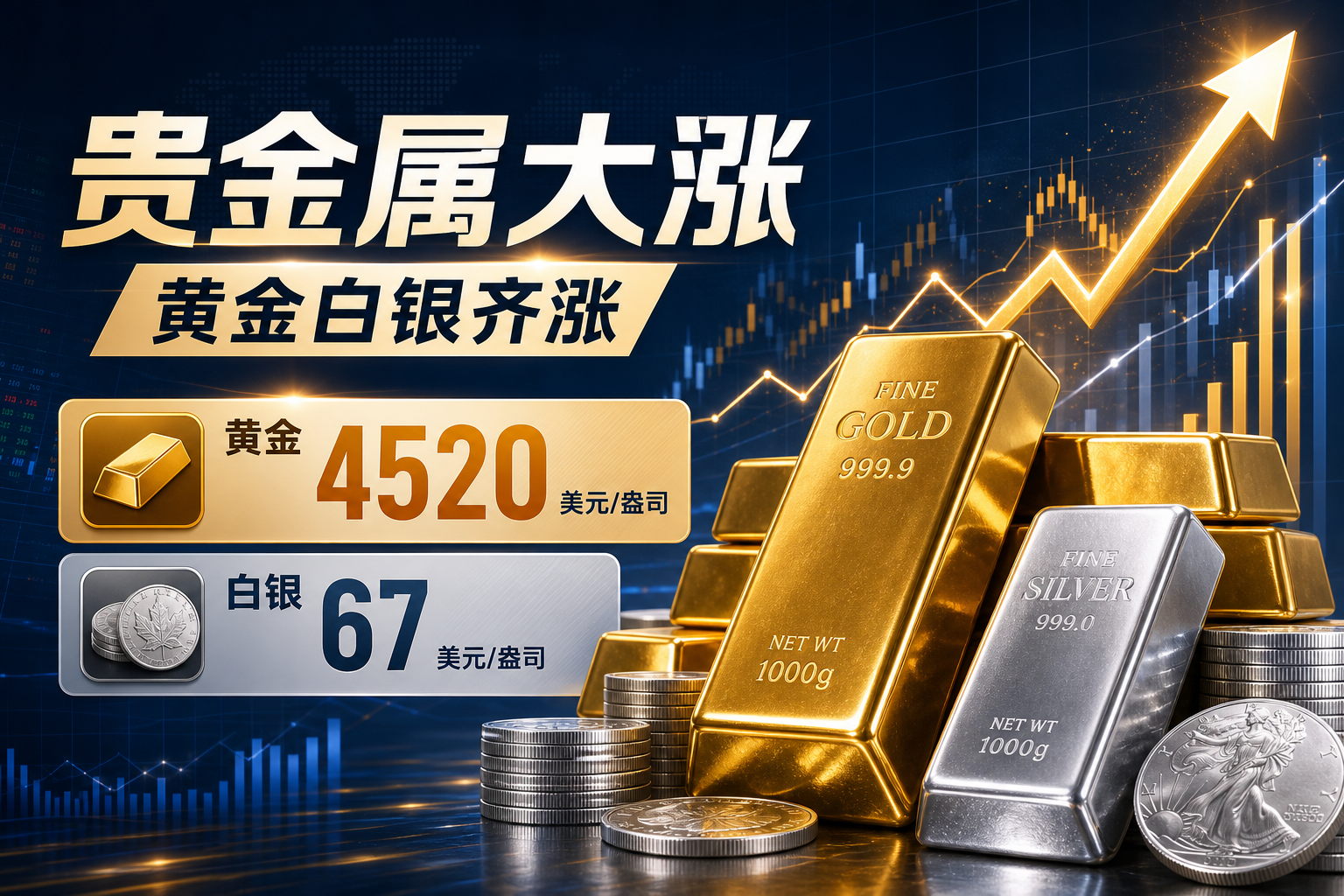 现货白银日内涨近6%，现货黄金涨4.35%