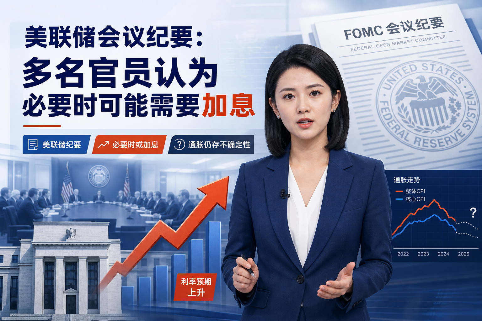 美联储会议纪要:多名官员认为必要时可能需要加息